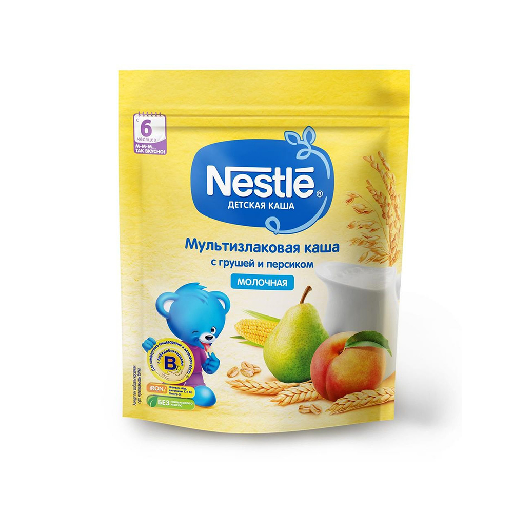 Каша молочная nestle мультизлаковая с грушей и персиком